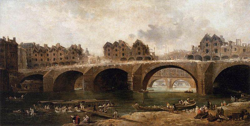 Hubert Robert Demolition of the Houses on the Pont Notre-Dame in 1786 France oil painting art
